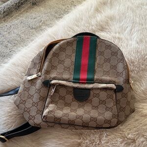 Brown and Green Backpack